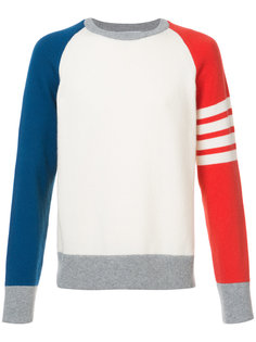 FULLY FASHIONED FRENCH TERRY CREWNECK SWEATSHIRT WITH 4-BAR STRIPE IN FUNMIX CASHMERE Thom Browne