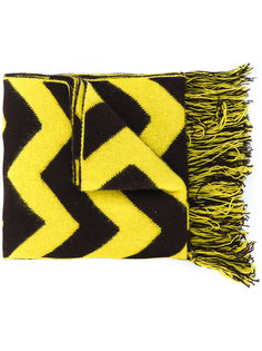zigzag pattern fringed scarf Mp  Massimo Piombo