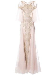 embellished puff sleeve dress Marchesa