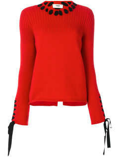 свитер с кружевными деталями Fendi