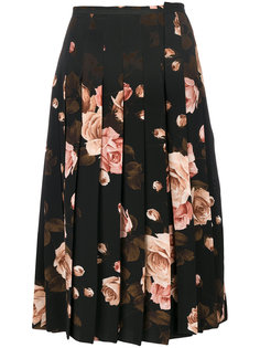 rose printed pleated skirt Rochas