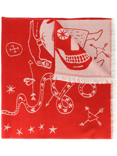 шарф с крупным принтом черепа в стиле граффити Alexander McQueen