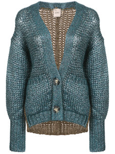 metallic contrast back cardigan Nude