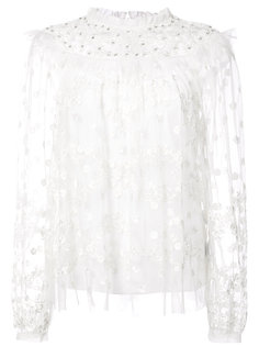 sheer floral embroidered blouse Needle &amp; Thread