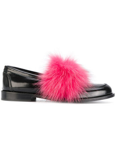 loafers with pink fox fur  Joshua Sanders