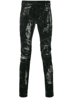 байкерские джинсы с абстрактным принтом Balmain