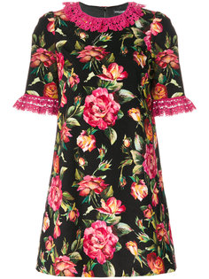 платье с цветочным принтом и оборкой  Dolce &amp; Gabbana