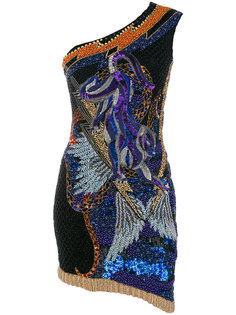 one-shoulder beaded dress Balmain