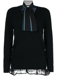 tie neck flower print sweater Sacai