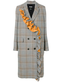 frill detail check coat MSGM