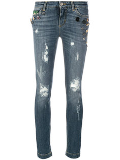 декорированные джинсы с аппликацией и рваными деталями Dolce &amp; Gabbana
