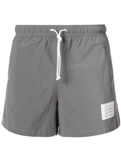 CLASSIC SWIM TRUNK WITH RED, WHITE AND BLUE GROSGRAIN SIDE SEAM IN GREY BRUSHED FINISH SWIM TECH Thom Browne