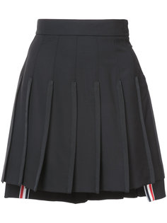 DROPPED BACK MINI PLEATED SKIRT WITH GROSGRAIN TIPPING IN BLACK EXTRA FINE MERINO KID MOHAIR Thom Browne