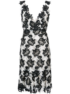 floral lace V-neck dress Monique Lhuillier