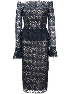 Guipure lace peplum dress Monique Lhuillier