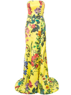 floral strapless trumpet gown Monique Lhuillier