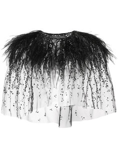 embroidered ostrich feather bolero Monique Lhuillier