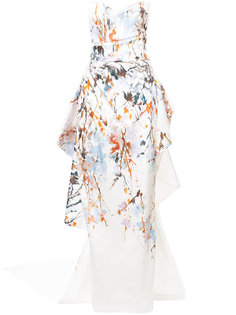Mikado floral column gown Monique Lhuillier