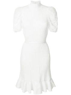 платье в рубчик с кружевными рукавами  Giambattista Valli