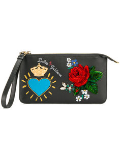клатч с цветочной аппликацией Dolce &amp; Gabbana