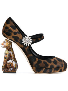 леопардовые туфли на контрастном каблуке Dolce &amp; Gabbana