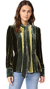 Anna Sui Vintage Velvet Colorblock Jacket
