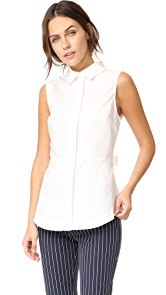 Derek Lam 10 Crosby Sleeveless Shirt with Lace Up Back
