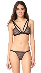 Cosabella Bisou Sheer Graphite Stripe Bralette