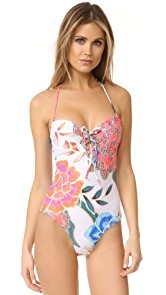 Mara Hoffman Lace Up Front Bustier One Piece