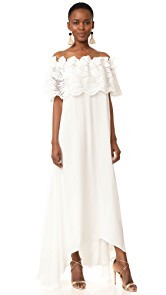 Miguelina Felicia Palm Leaf Lace Maxi Dress