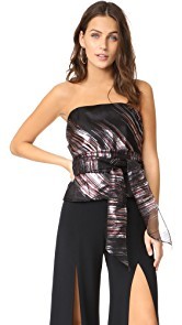 Milly Striped Strapless Bow Blouse