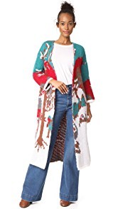 Stella Jean Intarsia Long Cardigan Coat