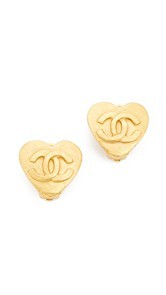 What Goes Around Comes Around Chanel CC Heart Clip On Earrings (Previously Owned)