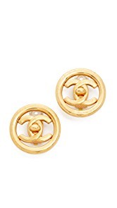 What Goes Around Comes Around Chanel Circle CC Clip On Earrings (Previously Owned)