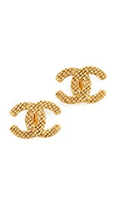 What Goes Around Comes Around Chanel Gold Woven CC Clip On Earrings (Previously Owned)