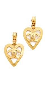 What Goes Around Comes Around Chanel CC on Heart Clip On Earrings (Previously Owned)