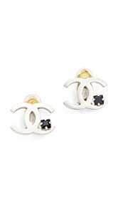 What Goes Around Comes Around Chanel Crystal CC Clip On Earrings (Previously Owned)