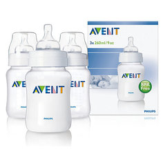 Бутылочка для кормления Classic, 260 мл, РР, 3 шт.,  AVENT
