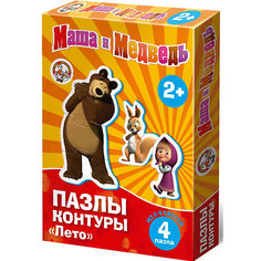 Контурные пазлы "Лето", 4х2/4 части, Маша и Медведь Десятое королевство
