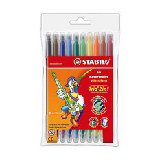 Набор фломастеров TRIO 2 в 1, 10 цв. Stabilo