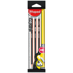 Maped Карандаш черно-графитный с ластиком, 3 шт.