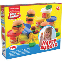 Набор для лепки: Пластилин на растительной основе Happy Burger 4 цвета по 35г Erich Krause