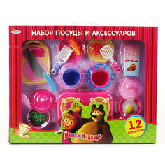 Набор посуды пластм. Маша и медведь, 12 предм. Играем вместе