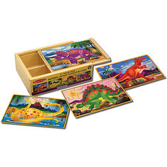 Деревянные пазлы "Динозавры", 4х12, Melissa &amp; Doug
