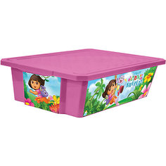 Ящик для хранения игрушек "X-BOX" "Даша путешественница" 30л на колесах, Little Angel, розовый