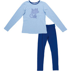 Комплект: футболка с длинным рукавом и брюки для девочки Scool S`Cool