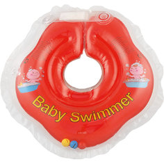 Круг для купания с погремушкой внутриBaby Swimmer, красный