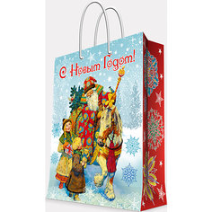 Подарочный пакет "Дед Мороз и дети" 17,8*22,9*9,8 см Magic Time