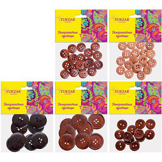 Деревянные элементы для декора "Пуговицы", 5 дизайнов в ассортименте Tukzar