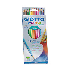 Акварельные цветные карандашии, 12 шт, кисть в комплекте. Giotto